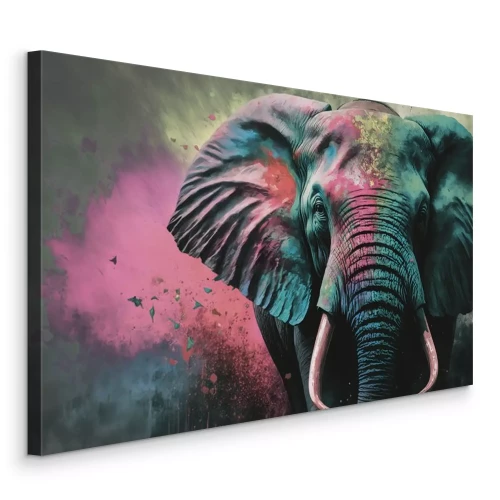 Tableau  Portrait coloré à l'aquarelle d'un éléphant