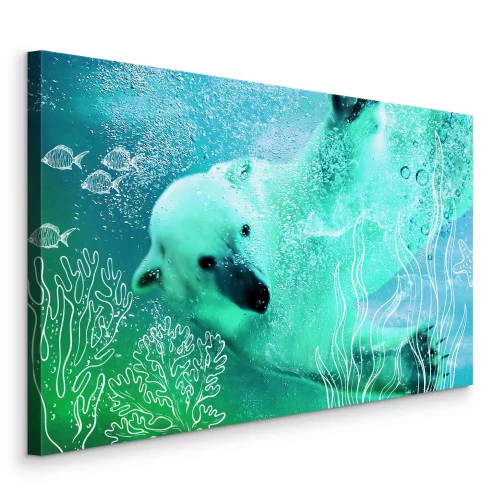 Tableau  Un ours dérivant sur les vagues arctiques