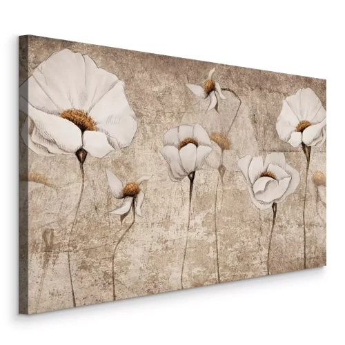 Tableau  De délicats coquelicots aux tons beiges chauds