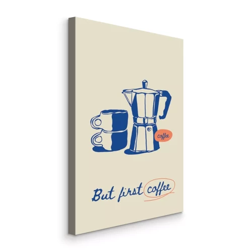 Tableau  Une tasse en porcelaine de café aromatique et une cafetière