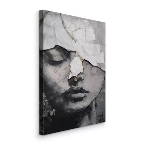 Tableau  Le visage d'une femme dans une texture de marbre abstraite