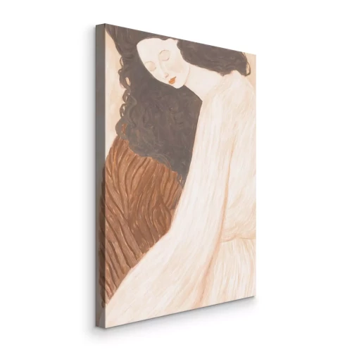 Tableau  Un portrait délicat d'une femme aux boucles noires