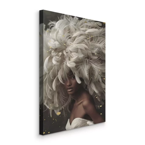 Tableau  Une femme élégante avec une parure de plumes sur la tête