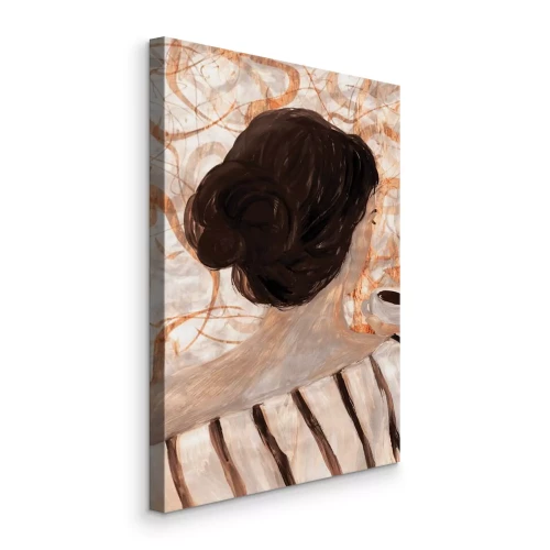 Tableau  Portrait abstrait d'une femme avec une tasse de café