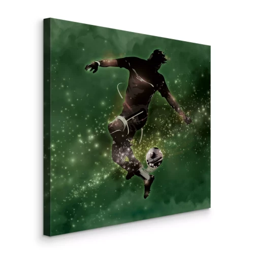 Tableau  Un joueur avec un ballon sur fond vert