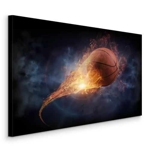 Tableau  Basket-ball enflammé dans le noir