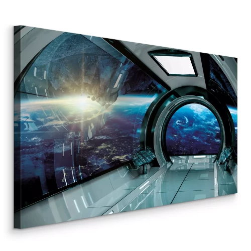 Tableau  Tunnel de verre dans un vaisseau spatial