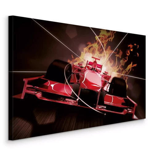 Tableau  Voiture de course rouge en action, dynamique sportive