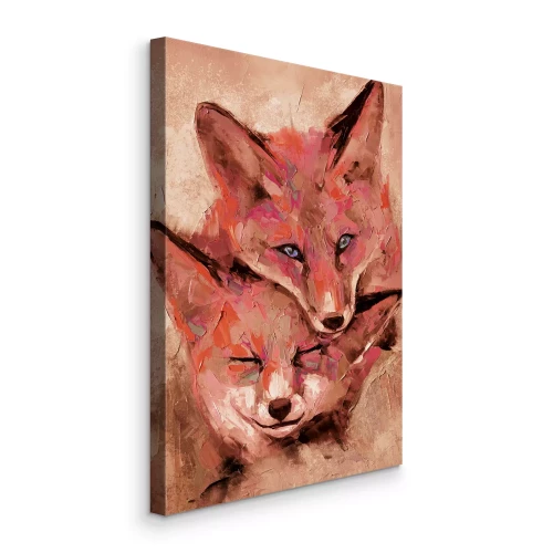 Tableau  Paix automnale et amitié des renards