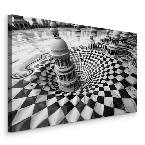 Tableau  L'architecture qui sombre dans l'abîme du noir et blanc