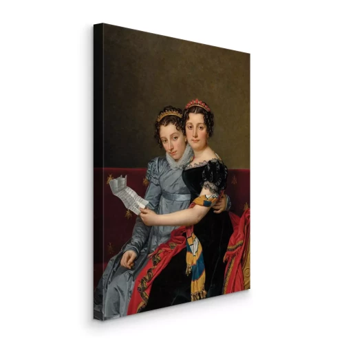 Tableau  Des femmes avec une lettre sur un canapé rouge