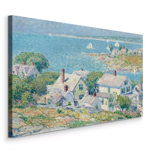 Tableau  Un hameau rural avec des maisons et un panorama montagneux