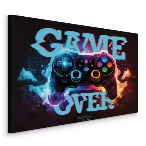 Tableau  Une manette de jeu ornée de touches de néon éclatantes.