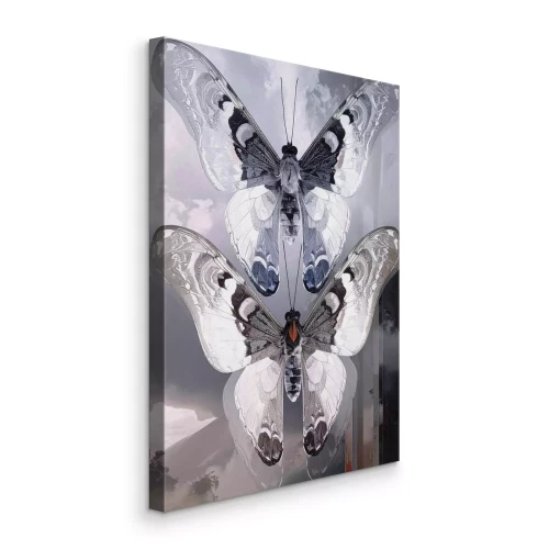 Tableau  Silhouettes contrastées de papillons parmi la verdure de la forêt