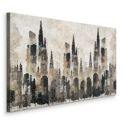 Tableau  Un paysage à l'aquarelle d'une ville animée