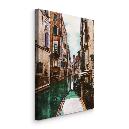 Tableau  Une gondole traditionnelle se détachant sur fond d'immeubles vénitiens.