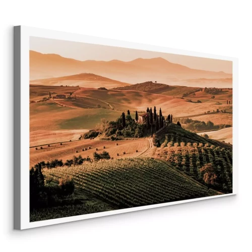 Tableau  Champs toscans au coucher du soleil doré