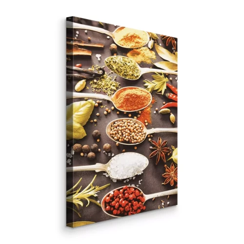 Tableau  Une composition colorée d'épices sur des cuillères