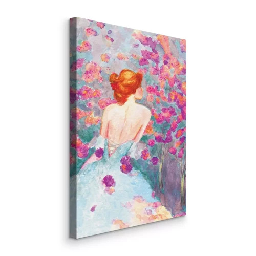 Tableau  Une femme dans une aquarelle délicate à motif floral