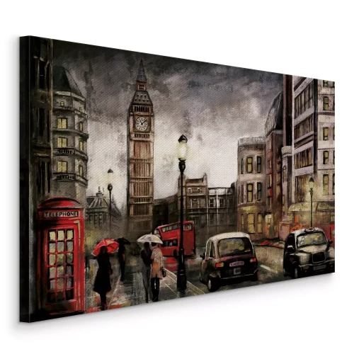 Tableau  Lumières de pluie et touches de rouge