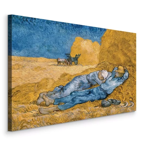 Tableau  Un paysage de champs avec des agriculteurs sous un ciel bleu