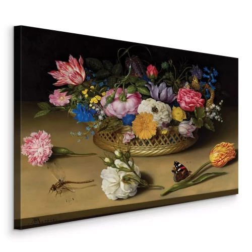 Tableau  Bouquet baroque de fleurs dans un panier tressé