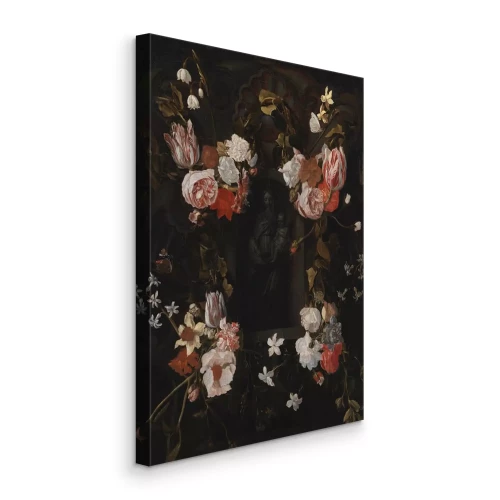 Tableau  Une mère et son enfant enveloppés dans une guirlande de fleurs