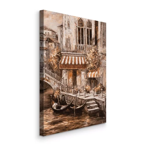 Tableau  Un immeuble d'habitation au bord du canal avec vue sur les gondoles