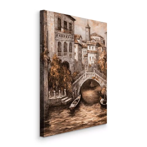 Tableau  Une charmante ville italienne au bord de l'eau avec des gondoles