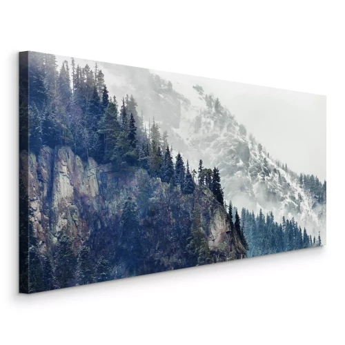 Tableau  Paysage de montagne avec des conifères verts