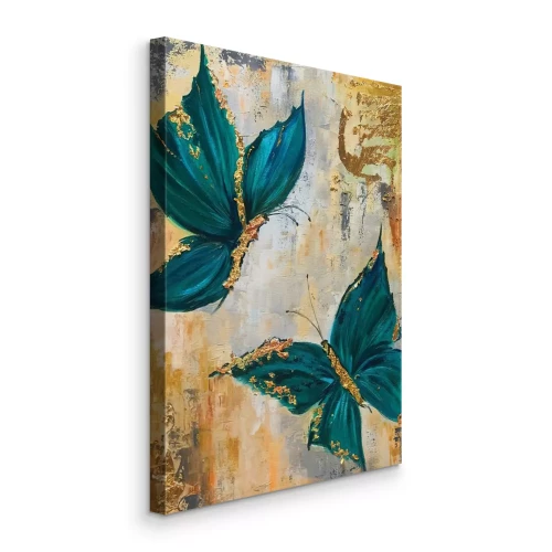 Tableau  Papillons turquoise avec des détails dorés brillants