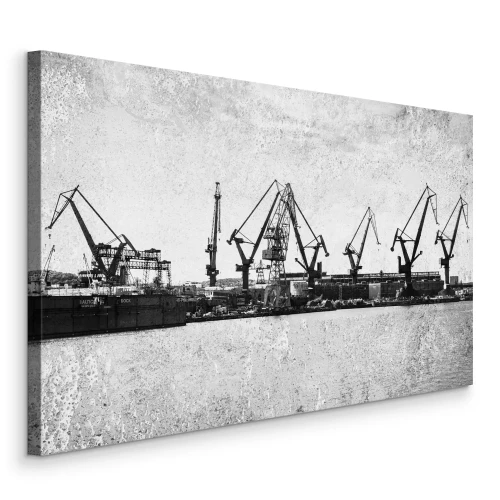 Tableau  Vue du chantier naval de Gdańsk depuis la voie navigable