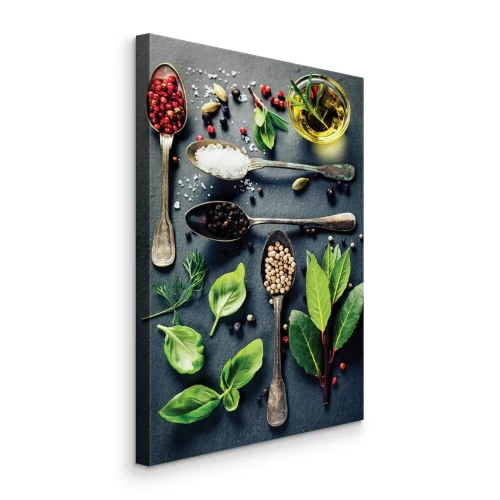 Tableau  Une composition d'épices à l'huile d'olive et aux feuilles