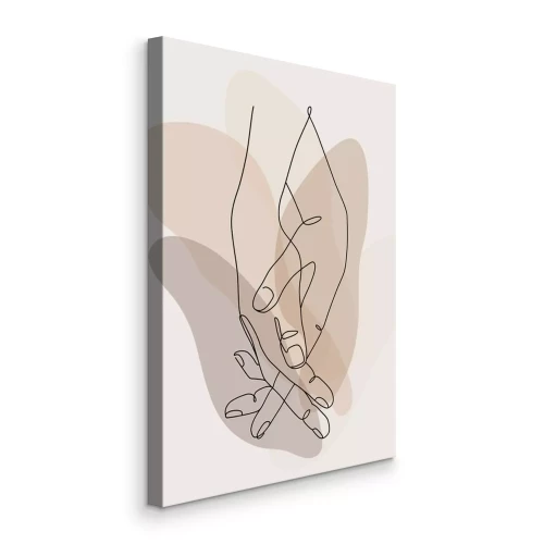 Tableau  Un dessin au trait délicat de mains jointes