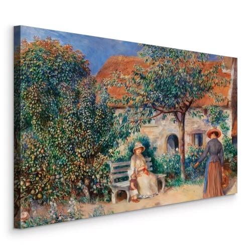 Tableau  Une femme et un enfant dans un verger familial