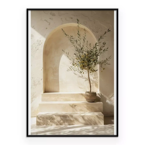 Poster  Olivier en pot disposé en escalier naturel