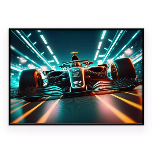 Poster  Une voiture de course en lumière néon