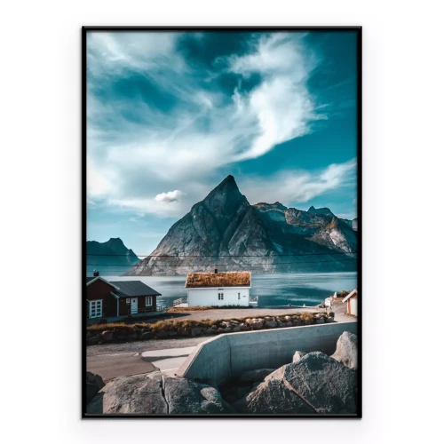 Poster  Reflet de la montagne sur un lac turquoise