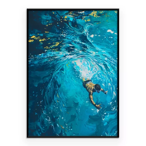 Poster  Un homme nageant dans une piscine