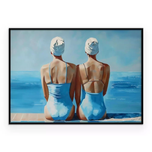 Poster  Deux femmes en maillots de bain bleus