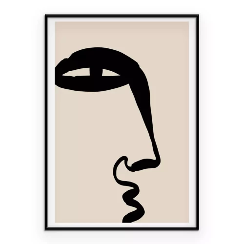Poster  Visage expressif dans un style minimaliste