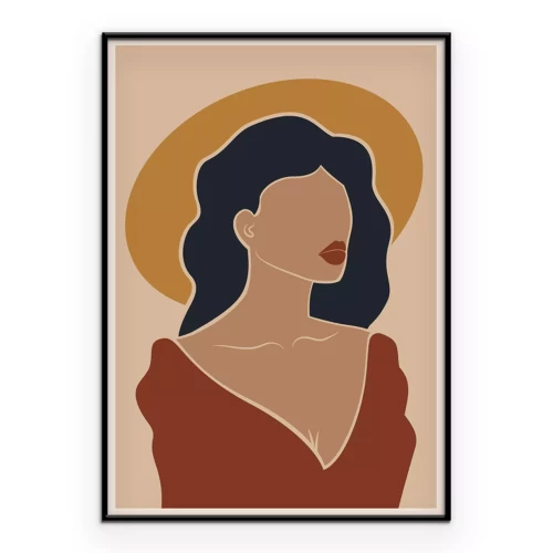 Poster  Portrait artistique d'une femme au chapeau élégant