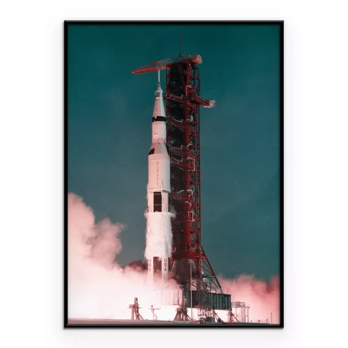 Poster  Lancement de fusée avec une grosse fumée