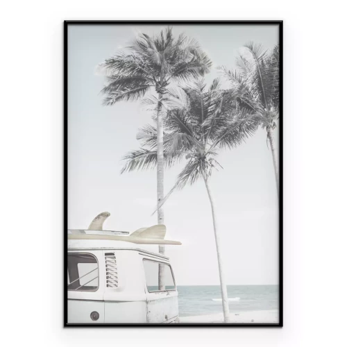 Poster  Paysage d'été avec une caravane et des palmiers