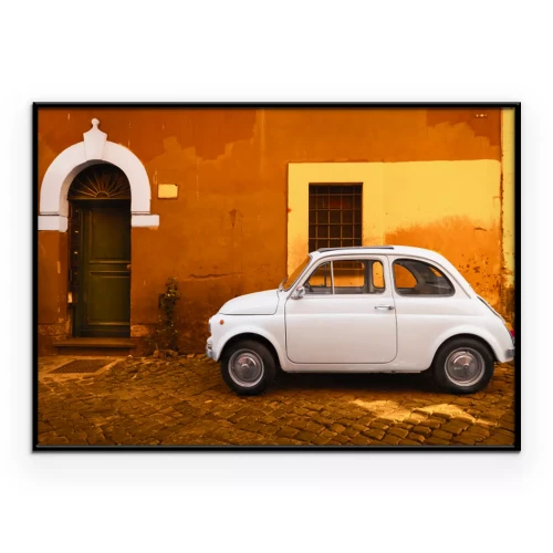 Poster  Fiat classique devant un mur orange
