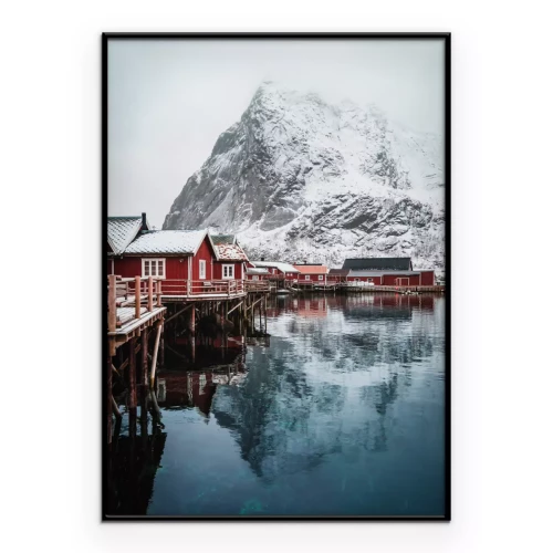 Poster  Paysage d'hiver avec reflet dans le lac