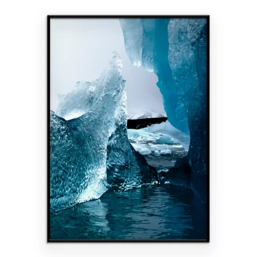 Poster  Gros plan sur des plaques de glace bleues