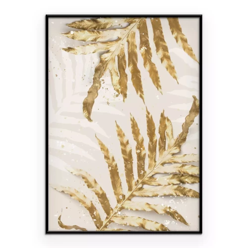 Poster  Illustration de fougères délicates dans une palette dorée