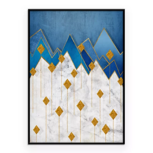 Poster  Montagnes bleues sur fond de marbre