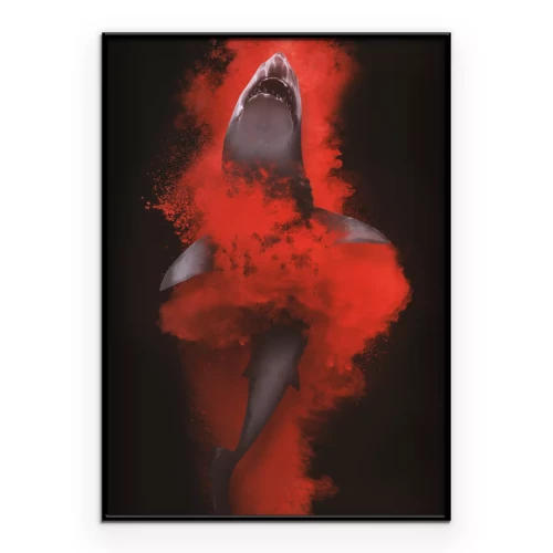 Poster  Requin abstrait en rouge